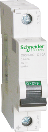 Schneider Electric - A9N22401 - Schneider Electric Acti 9 C65N-DC ϵ 1 2 A MCB A9N22401, 6 kA Ͽ, C բ		