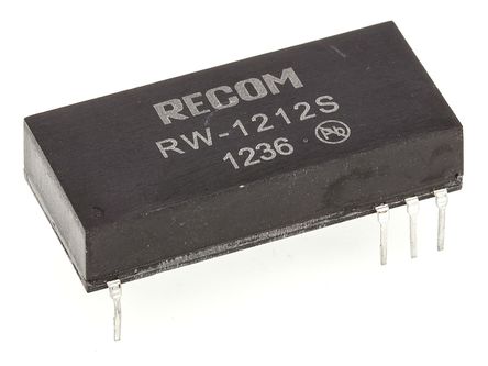 Recom - RW-1212S - Recom RW ϵ 3W ʽֱ-ֱת RW-1212S, 9  18 V ֱ, 12V dc, 250mA, 500V acѹ, DIPװ		