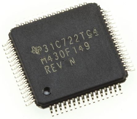 Texas Instruments - MSP430F149IPAG - Texas Instruments MSP430 ϵ 16 bit MSP430 MCU MSP430F149IPAG, 8MHz, 256 B60 kB ROM , 2 kB RAM, TQFP-64		
