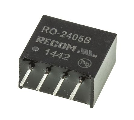 Recom - RO-2405S - Recom RO ϵ 1W ʽֱ-ֱת RO-2405S, 21.6  26.4 V ֱ, 5V dc, 200mA, 1kV dcѹ, SIPװ		