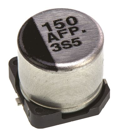 Panasonic - EEEFP1A151AP - Panasonic FP SMD ϵ 10 V ֱ 150F SMD  EEEFP1A151AP, 20%ݲ, 260m(ֵ), +105C, Dװ		