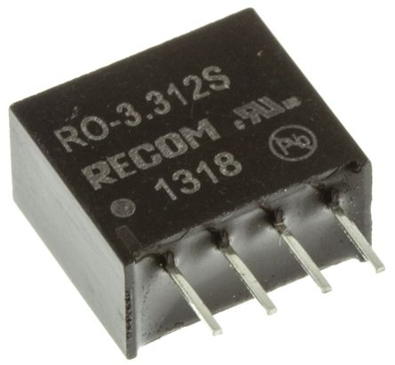 Recom - RO-3.312S - Recom RO ϵ 1W ʽֱ-ֱת RO-3.312S, 2.97  3.63 V ֱ, 12V dc, 83mA, 1kV dcѹ, SIPװ		