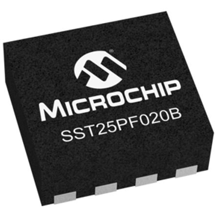 Microchip - SST25PF020B-80-4C-QAE - Microchip SST25PF020B-80-4C-QAE , 2Mbit (4 x 32 kB4 x 64 kB), SPIӿ, 12ns, 2.3  3.6 V, 8 TDFNװ		