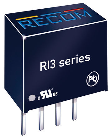 Recom - RI3-1205S - Recom RI3 ϵ 3W ʽֱ-ֱת RI3-1205S, 12 V, 5V, Maximum of 600mA, 1kVѹ, SIPװ		