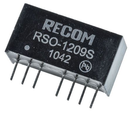 Recom - RSO-1209S - Recom RSO ϵ 1W ʽֱ-ֱת RSO-1209S, 9  18 V ֱ, 9V dc, 111mA, 500V acѹ, SIPװ		