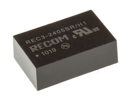 Recom - REC3-2405SR/H1 - Recom 3W ʽֱ-ֱת REC3-2405SR/H1, 20.4  27.6 V ֱ, 5V dc, 600mA, 500V acѹ, PDIPװ		