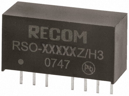 Recom - RSO-4812DZ/H3 - Recom RSO ϵ 1W ʽֱ-ֱת RSO-4812DZ/H3, 18  72 V ֱ, 12V dc, 42mA, 3kV dcѹ, SIPװ		