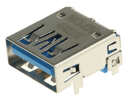 Molex - 48393-0003 - Molex 48393 ϵ 1 ˿ ֱ USB3.0 A  USB  48393-0003, ͨ, 30 V, 1.8A		