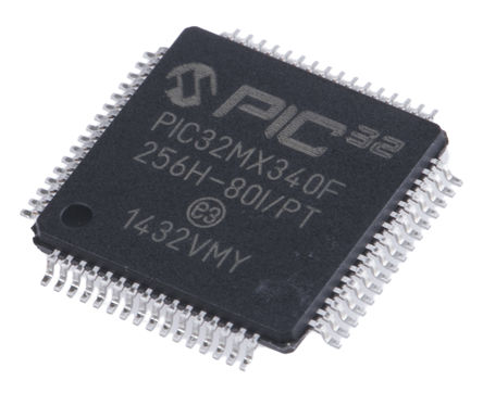 Microchip - PIC32MX340F256H-80I/PT - PIC32MX ϵ Microchip 32 bit PIC MCU PIC32MX340F256H-80I/PT, 80MHz, 12 kB256 kB ROM , 32 kB RAM, TQFP-64		