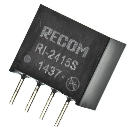 Recom - RI-2415S - Recom RI ϵ 2W ʽֱ-ֱת RI-2415S, 21.6  26.4 V ֱ, 15V dc, 133mA, 500V acѹ, SIPװ		