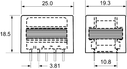 OEP - Z218A7E - 1+1 to 1+1 PCB Mount AF transformer		