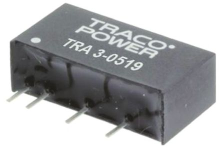 TRACOPOWER - TRA 3-0513 - TRACOPOWER TRA 3 ϵ 3W ʽֱ-ֱת TRA 3-0513, 4.5  5.5 V ֱ, 15V dc, 200mA, 1kV dcѹ, 87%Ч, SIP 6װ		