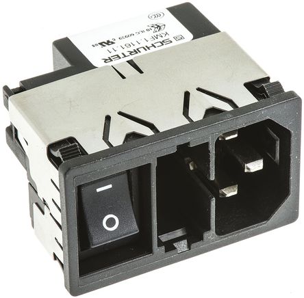 Schurter - KMF1.1161.11 - Schurter Ƕʽ C14 IEC ˲ ͷ KMF1.1161.11, Dual 5 x 20mm۶, Ӷ˽, 6A, 250 V 		