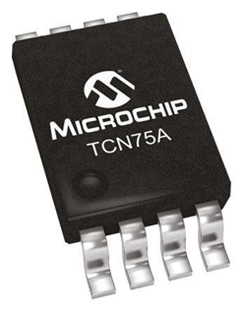 Microchip - TCN75AVUA - Microchip TCN75AVUA 12 λ ¶ת, 1Cȷ, I2CSMBusӿ, 2.7  5.5 VԴ, -55  +125 C¶, 8 MSOPװ		