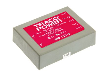 TRACOPOWER - TMP 15515 - TRACOPOWER 15W 3 ǶʽģʽԴ SMPS TMP 15515, 120  370 V dc, 85  264 V ac, 5 V dc, 15 V dc		