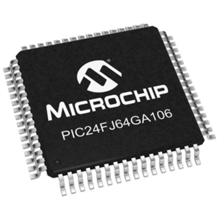 Microchip - PIC24FJ64GA106-I/PT - Microchip PIC24FJ ϵ 16 bit PIC MCU PIC24FJ64GA106-I/PT, 32MHz, 64 kB ROM , 16 kB RAM, TQFP-64		