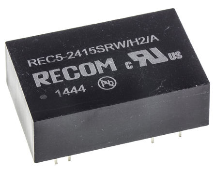 Recom - REC5-2415SRW/H2/A - Recom REC5 ϵ 5W ʽֱ-ֱת REC5-2415SRW/H2/A, 18  36 V ֱ, 15V dc, 340mA, 1kV acѹ, DIPװ		