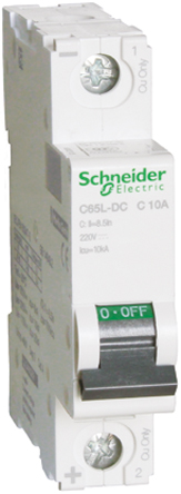 Schneider Electric - A9N22101 - Schneider Electric Acti 9 C65L-DC ϵ 1 2 A MCB A9N22101, 20 kA Ͽ, C բ		