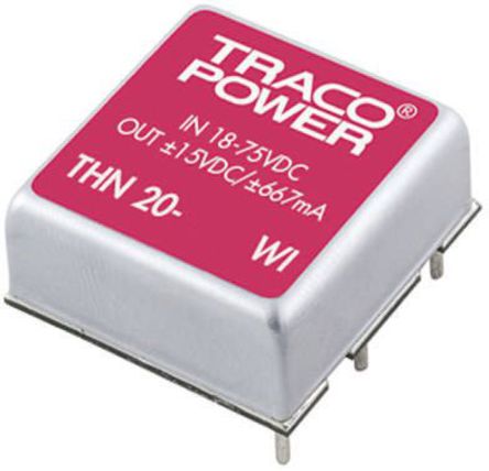 TRACOPOWER - THN 20-4822WI - TRACOPOWER THN 20WI ϵ 20W ʽֱ-ֱת THN 20-4822WI, 18  75 V ֱ, 12V dc, 833mA, 1.5kV dcѹ, 89%Ч		