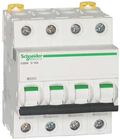 Schneider Electric - A9F17401 - Schneider Electric Acti 9 iC65N ϵ 4 1 A MCB A9F17401, 50 kA Ͽ, B բ		