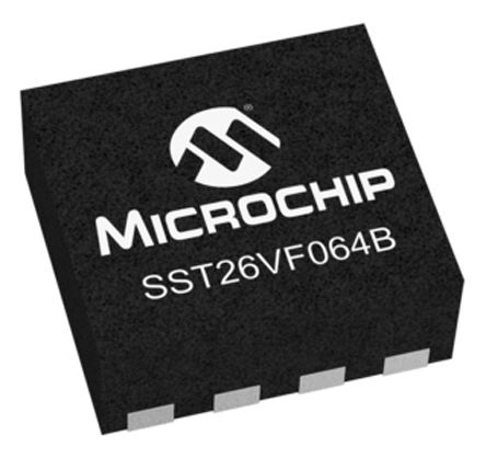 Microchip - SST26VF064B-104I/MN - Microchip SST26VF064B-104I/MN оƬ, 64Mbit (8M x 8 λ), SPIӿ, 2.7  3.6 V, 8 WDFNװ		