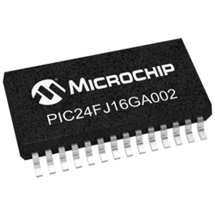Microchip - PIC24FJ16GA002-I/SS - Microchip PIC24FJ ϵ 16 bit PIC MCU PIC24FJ16GA002-I/SS, 32MHz, 16 kB ROM , 4 kB RAM, SSOP-28		