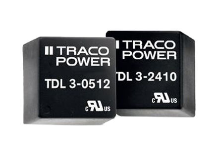 TRACOPOWER - TDL 3-1210 - TRACOPOWER TDL 3 ϵ 3W ʽֱ-ֱת TDL 3-1210, 9  18 V ֱ, 3.3V dc, Maximum of 600mA, 1.5kV dcѹ, 80%Ч		