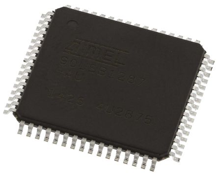 Microchip - AT90USB1287-AU - AT90 ϵ Microchip 8 bit AVR MCU AT90USB1287-AU, 20MHz, 4 kB128 kB ROM , 8 kB RAM, 1xUSB, TQFP-64		