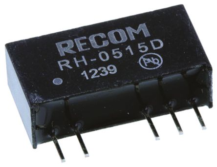 Recom - RH-0515D - Recom RH ϵ 1W ʽֱ-ֱת RH-0515D, 15V dc, 33mA, 3kV dcѹ, 80  84%Ч, SIPװ		
