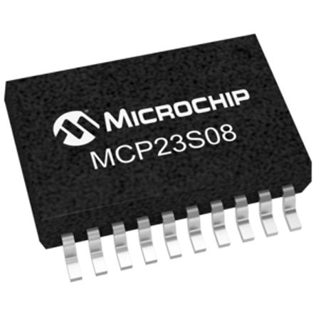 Microchip - MCP23S08-E/SS - Microchip MCP23S08-E/SS 8ͨ 10MHz I/Oչ, SPIӿ, 20 SSOPװ		