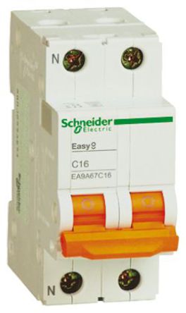 Schneider Electric - EA9A67C16 - Schneider Electric Easy 9 EA9 ϵ 1 + N 16 A MCB EA9A67C16, C բ		