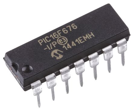 Microchip - PIC16F676-I/P - Microchip PIC16F ϵ 8 bit PIC MCU PIC16F676-I/P, 20MHz, 128B1024 x 14  ROM , 64 B RAM, PDIP-14		