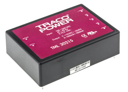 TRACOPOWER - TML 30215 - TRACOPOWER 30W 2 ǶʽģʽԴ SMPS TML 30215, 100  370 V dc, 85  264 V ac, 15V dc, 1A		