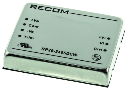 Recom - RP20-2405DEW - Recom 20W ʽֱ-ֱת RP20-2405DEW, 9  36 V ֱ, 5V dc, 2A, 1.6kV dcѹ		