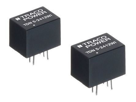 TRACOPOWER - TDN 5-2411WI - TRACOPOWER TND 5WI ϵ 5W ʽֱ-ֱת TDN 5-2411WI, 9  36 V ֱ, 5V dc, Maximum of 1A, 1.5kV dcѹ, 80%Ч		