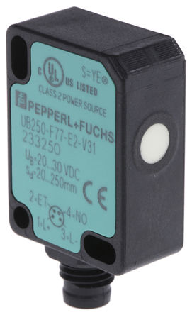 Pepperl + Fuchs - UB250-F77-E2-V31 - Pepperl + Fuchs IP67 ̼֬ ״  UB250-F77-E2-V31, 20  250 mm , PNP-NO, 4 M8 Ӷ		