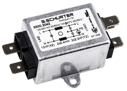 Schurter - 5500.2042 - Schurter FMW2 ϵ 10A 250 V , 60Hz װ RFI ˲ 5500.2042, ƬӶ		